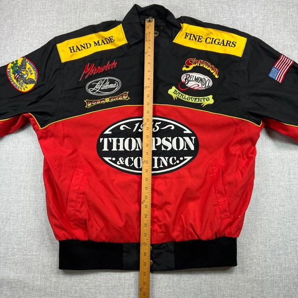 Vintage 90s Thompson & Co Cigars Racing Jacket Men XL Embroidered Patches Bomber - Picture 9 of 14